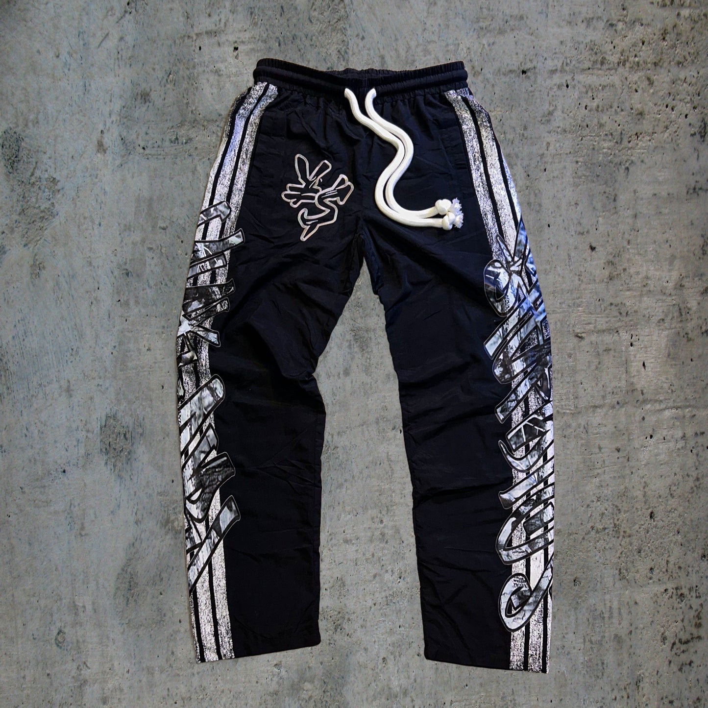 YUKARI NYLON TRACK PANTS- BLACK