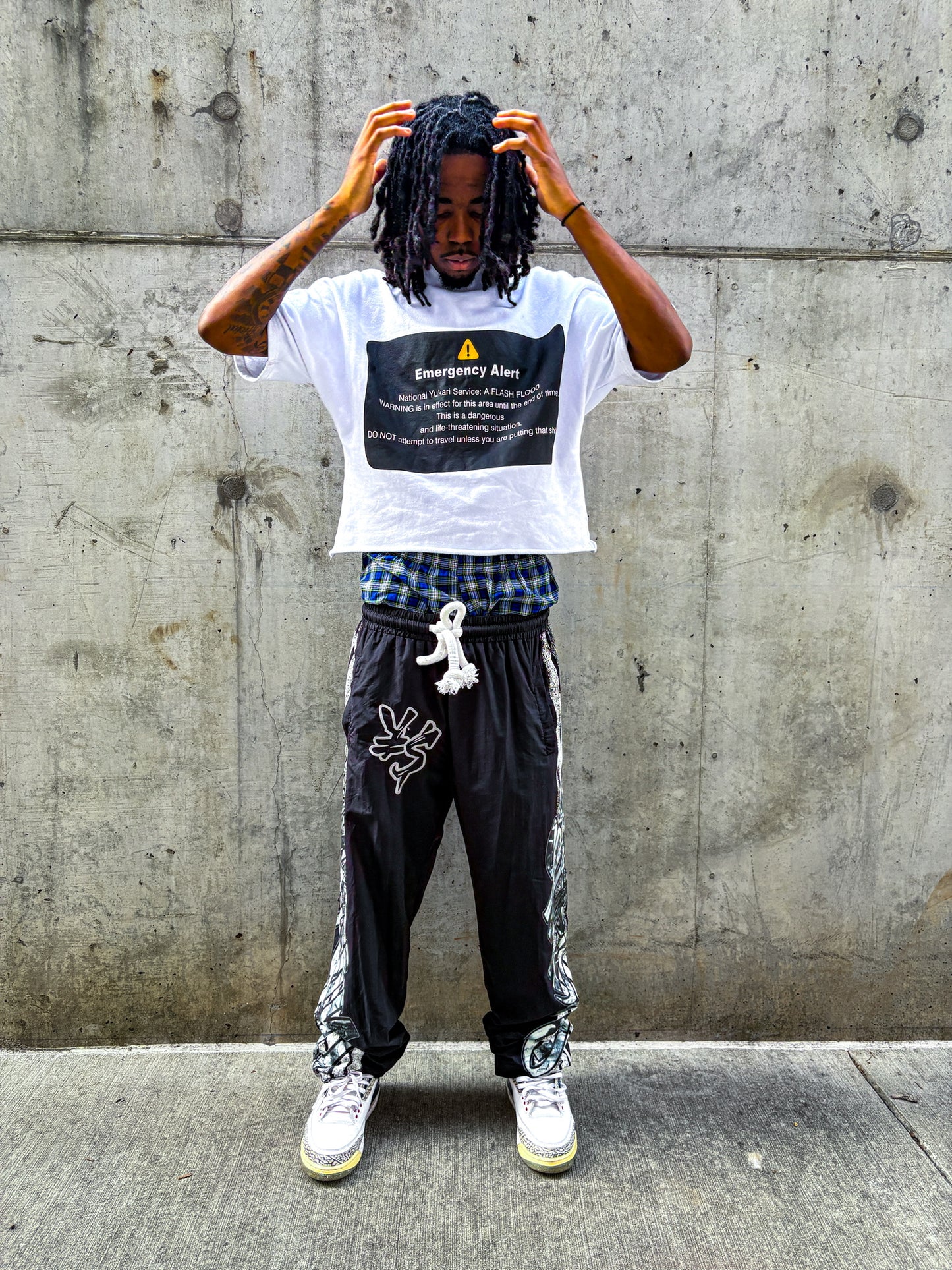 YUKARI NYLON TRACK PANTS- BLACK