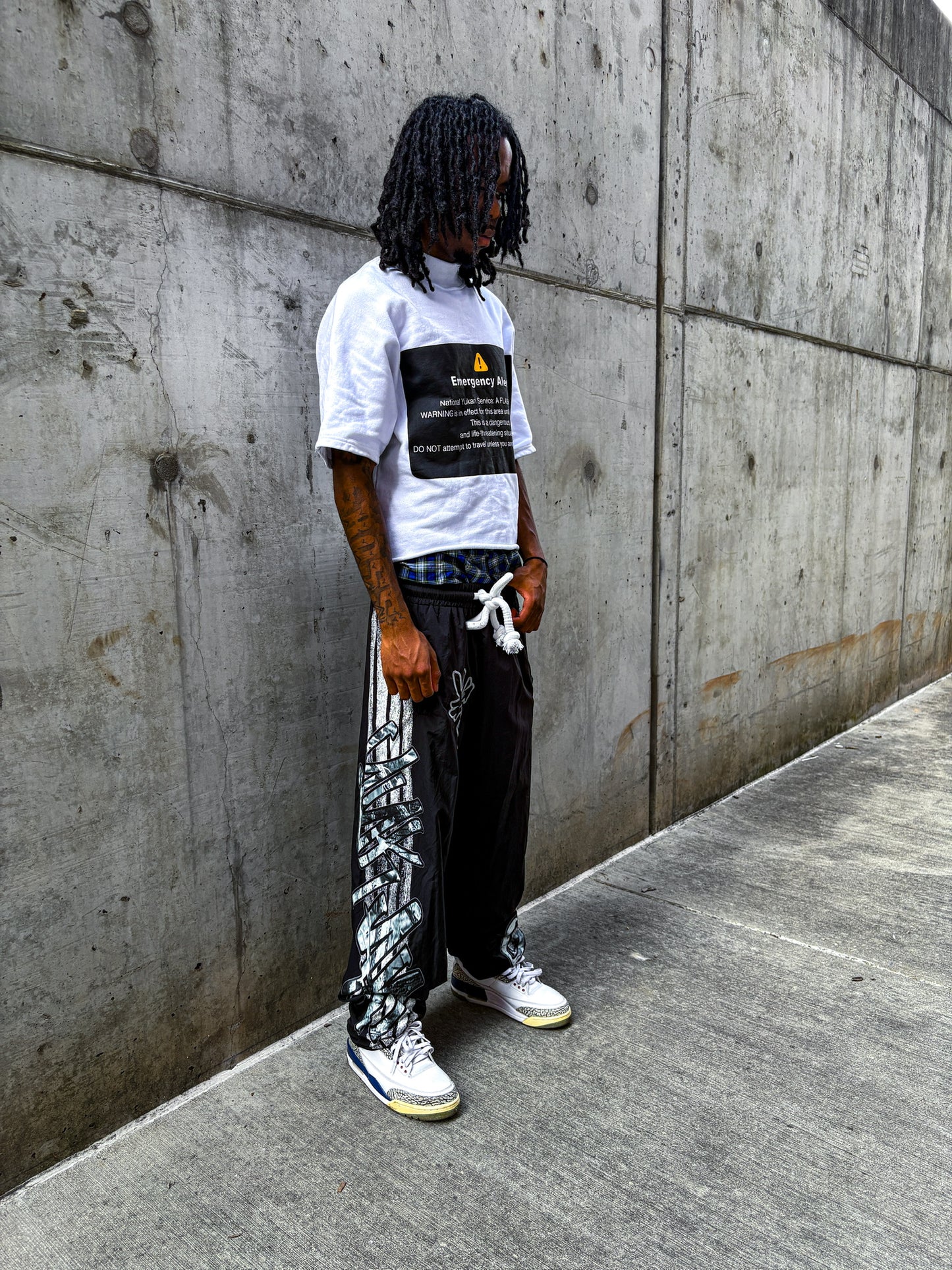 YUKARI NYLON TRACK PANTS- BLACK