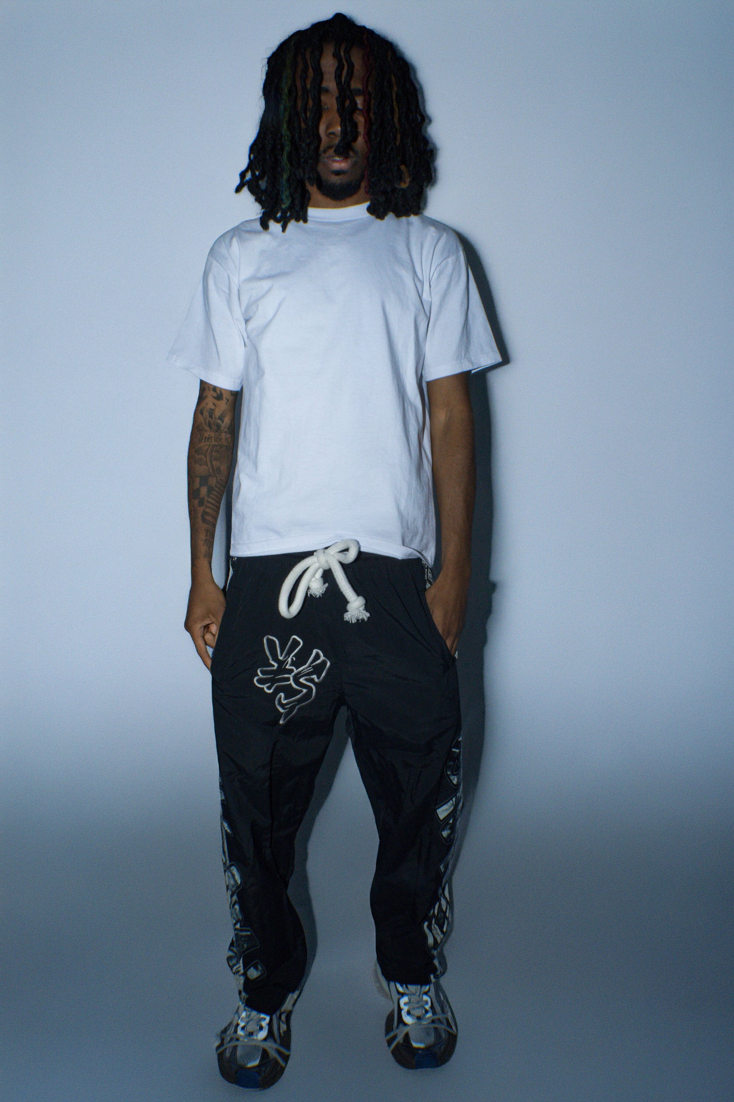 YUKARI NYLON TRACK PANTS- BLACK