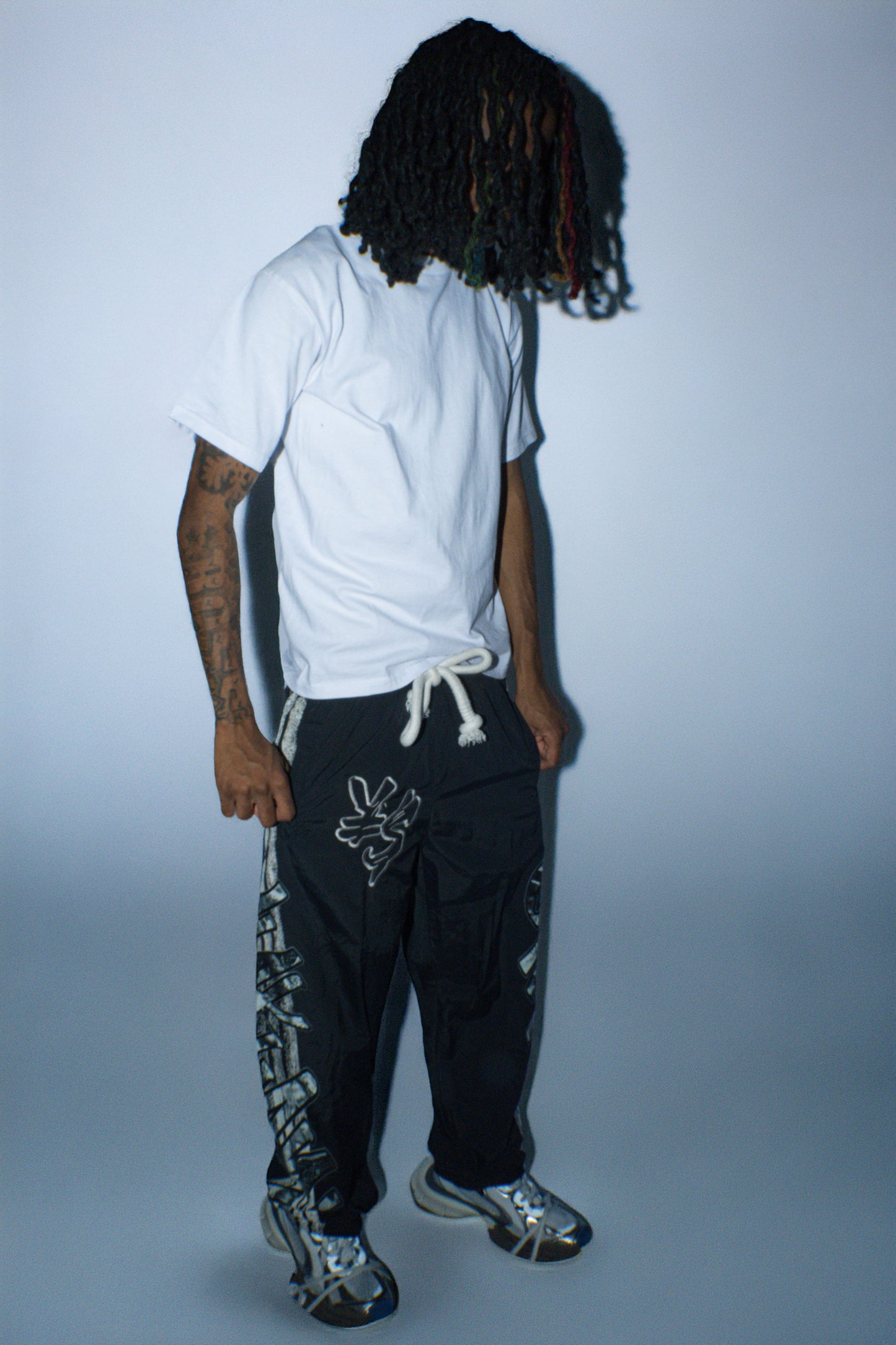 YUKARI NYLON TRACK PANTS- BLACK