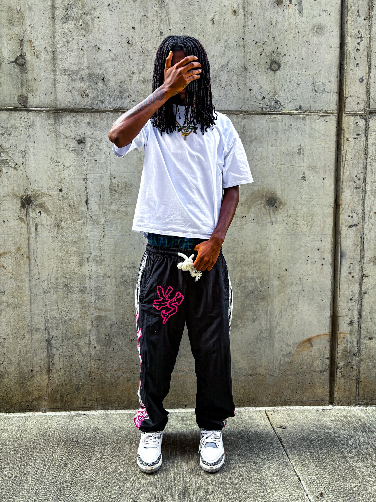 YUKARI NYLON TRACK PANTS- BLACK