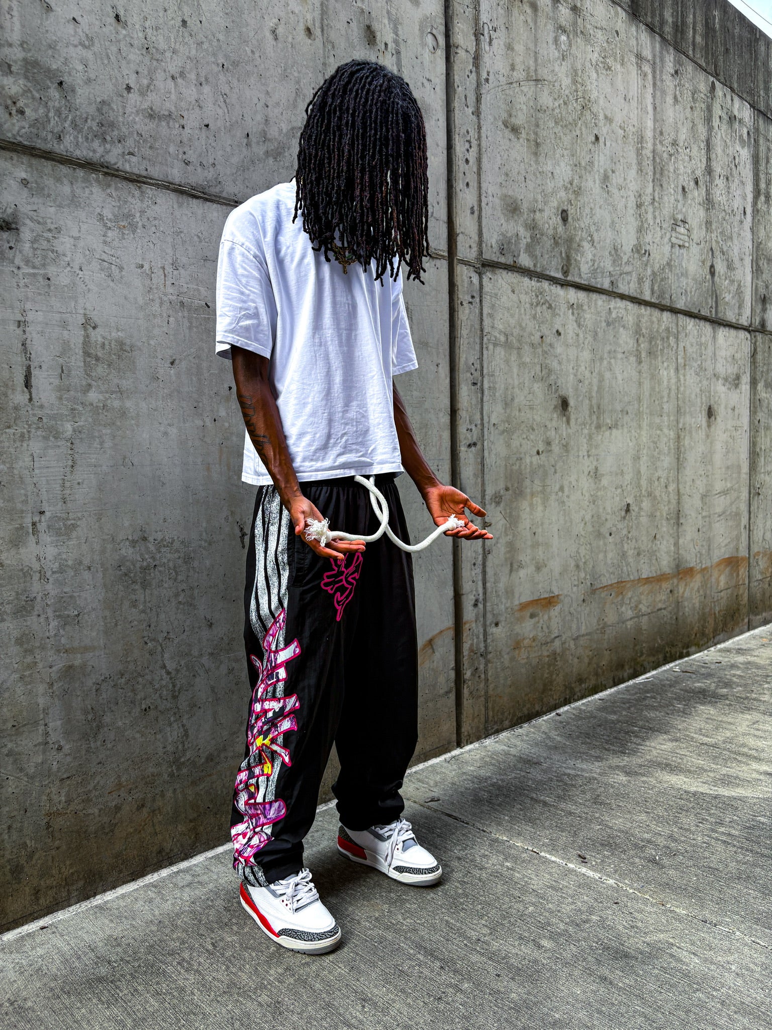 YUKARI NYLON TRACK PANTS- BLACK