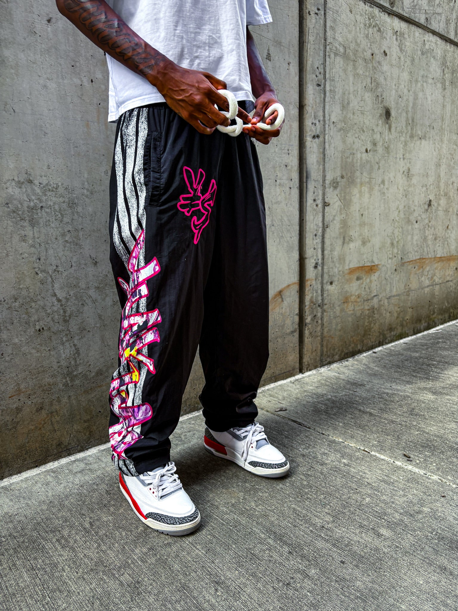 YUKARI NYLON TRACK PANTS- BLACK